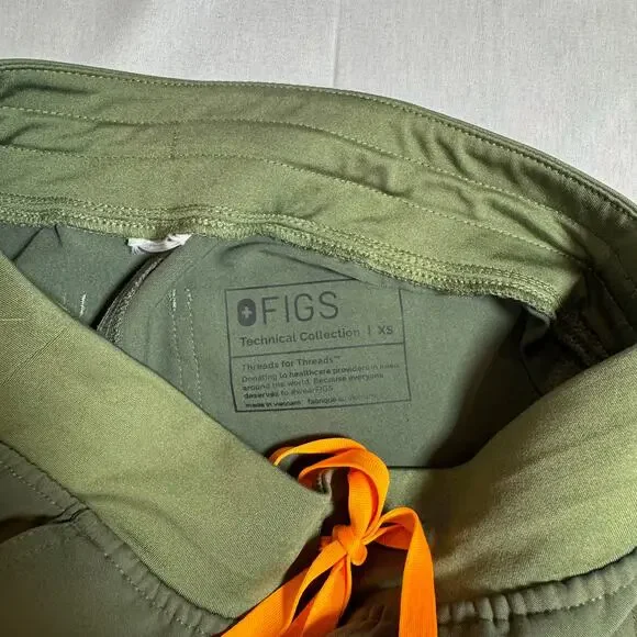 Figs Yola Skinny Moss Green Scrub Pants Women's XS Orange String & Zipper - Picture 9 of 10